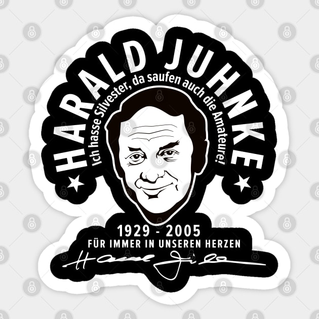 Harald Juhnke Portrait Logo - „Ich hasse Silvester“ Quote Design Sticker by Boogosh